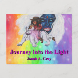 Watercolor Art Boy Riding white Lioness Woman Love Briefkaart