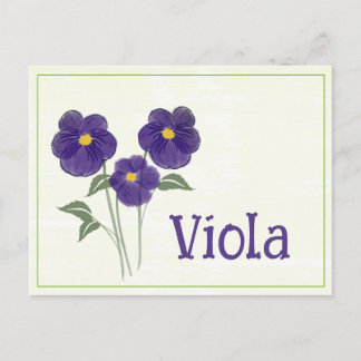 Watercolor Art Viola Flower February Birthday Briefkaart