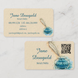 Watercolor Artistic Feather Pen Classic Notary Visitekaartje