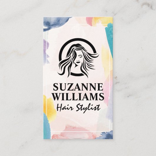 Watercolor Artistieke Kwaststreken Afsprakenkaartje (Voorkant)