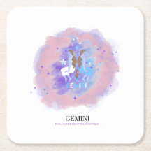 Watercolor Astrologie - Tweelingen Onderzetters