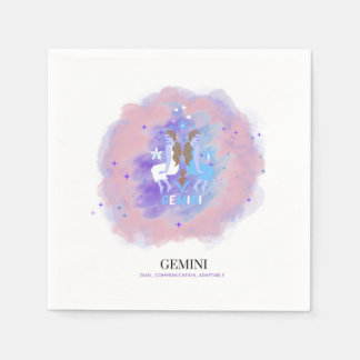 Watercolor Astrologie - Tweelingen Papieren Servet