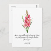 WATERCOLOR AUGUST GLADIOLUS BIRTH FLOWER BRIEFKAART (Voorkant / Achterkant)