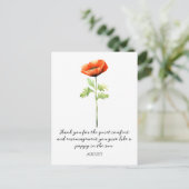 WATERCOLOR AUGUST POPPY BIRTH FLOWER POSTCARD BRIEFKAART (Staand voorkant)