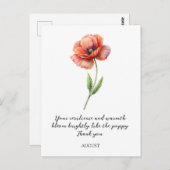WATERCOLOR AUGUST POPPY BIRTH FLOWER POSTCARD BRIEFKAART (Voorkant / Achterkant)
