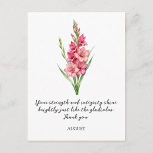 WATERCOLOR AUGUSTUS GLADIOLUS GEBOORTEBLOEM BRIEFKAART
