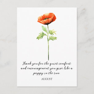 WATERCOLOR AUGUSTUS PAPAVER GEBOORTEBLOEM ANSICHTK BRIEFKAART