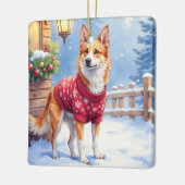 Watercolor Australian Cattle Dog Rustic Garland Keramisch Ornament (Links)
