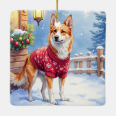Watercolor Australian Cattle Dog Rustic Garland Keramisch Ornament (Achterkant)