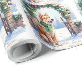 Watercolor Australian Kelpie Countryside Gate Cadeaupapier (Rol Hoek)