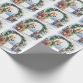 Watercolor Australian Kelpie Countryside Gate Cadeaupapier (Hoek)