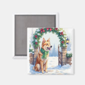 Watercolor Australian Kelpie Countryside Gate Magneet (Voorkant / Achterkant)