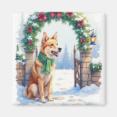 Watercolor Australian Kelpie Countryside Gate Magneet (Voorkant)