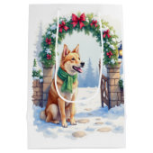 Watercolor Australian Kelpie Countryside Gate Medium Cadeauzakje (Achterkant)