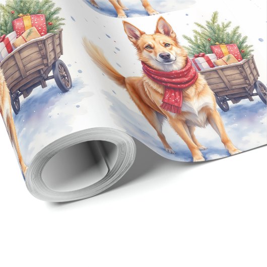 Watercolor Australian Stumpy Tail Cattle Dog Cadeaupapier (Rol Hoek)