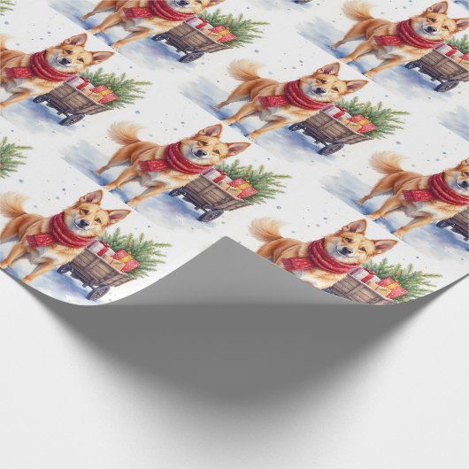 Watercolor Australian Stumpy Tail Cattle Dog Cadeaupapier (Hoek)