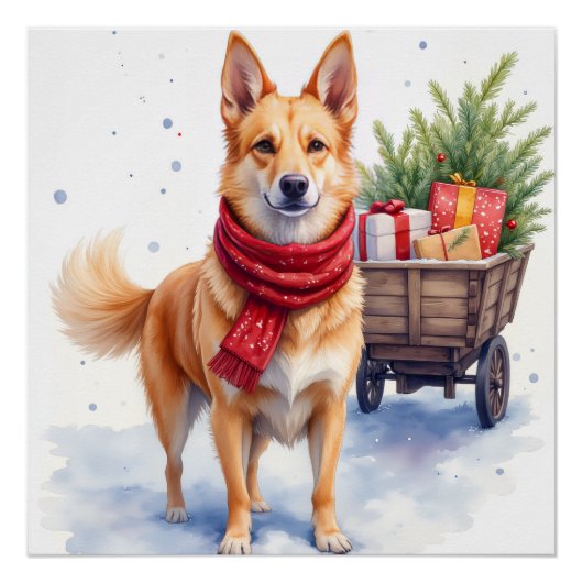 Watercolor Australian Stumpy Tail Cattle Dog Perfect Poster (Voorkant)