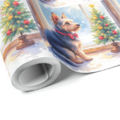 Watercolor Australian Terrier Tabletop Christmas Cadeaupapier (Rol Hoek)