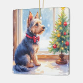 Watercolor Australian Terrier Tabletop Christmas Keramisch Ornament (Links)