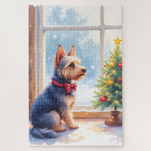 Watercolor Australian Terrier Tabletop Christmas Legpuzzel (Verticaal)