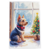 Watercolor Australian Terrier Tabletop Christmas Medium Cadeauzakje (Voorkant)