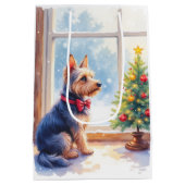 Watercolor Australian Terrier Tabletop Christmas Medium Cadeauzakje (Achterkant)
