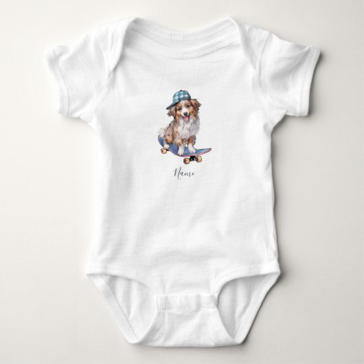 Watercolor Australische Herder Baby Body Romper (Voorkant)