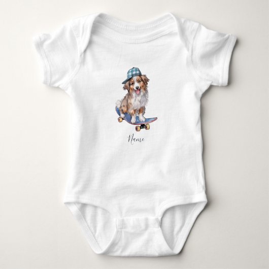 Watercolor Australische Herdershond Baby Body Romper (Voorkant)