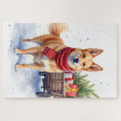 Watercolor Australische Stumpy Tail Cattle Dog Legpuzzel (Horizontaal)