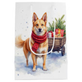 Watercolor Australische Stumpy Tail Cattle Dog Medium Cadeauzakje (Achterkant)