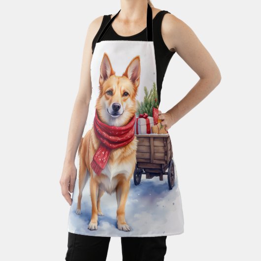 Watercolor Australische Stumpy Tail Cattle Dog Schort (Insitu)