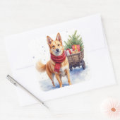 Watercolor Australische Stumpy Tail Cattle Dog Vierkante Sticker (Envelop)
