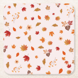 Watercolor Autumn Blooms Fall Botanical Pattern Kartonnen Onderzetters