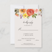 Watercolor Autumn Floral Wedding Response Card RSVP Kaartje (Voorkant)