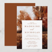 Watercolor Autumn Landscape Fall Wedding Kaart (Voorkant / Achterkant)