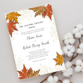 Watercolor Autumn Leaves Elegant Wedding  Kaart