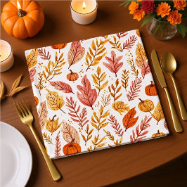 Watercolor Autumn Leaves Thanksgiving Napkins Servet