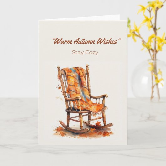  Watercolor Autumn Rocking Chair Kaart (Gele Bloem)