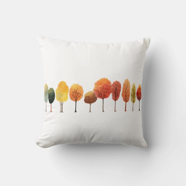 Watercolor Autumn Trees Customisable Throw Pillow  Kussen (Voorkant)