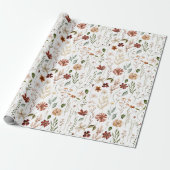 Watercolor Autumn Wildflower Garden Floral Pattern Cadeaupapier (Uitgerold)