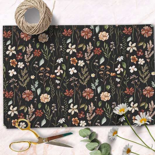 Watercolor Autumn Wildflower Garden Floral Pattern Tissuepapier