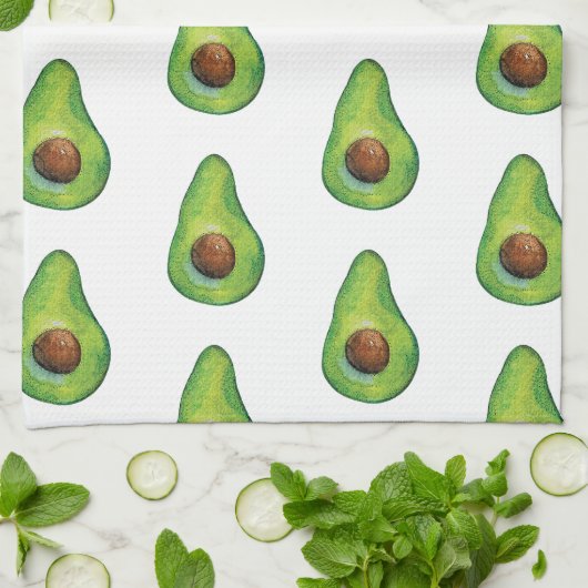 Watercolor Avocado Pattern Theedoek (Gevouwen)