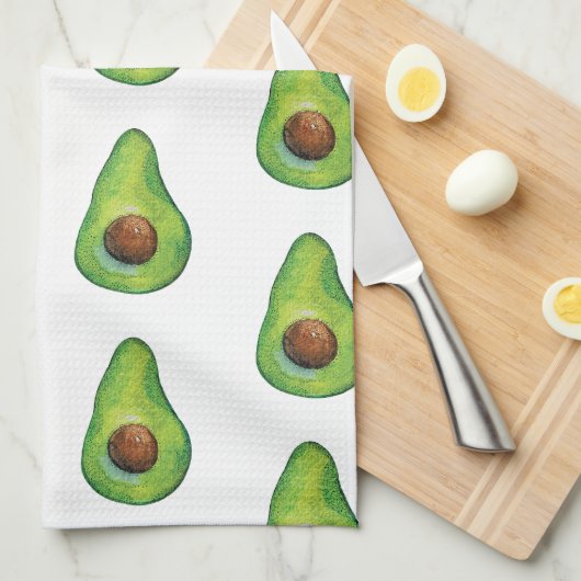 Watercolor Avocado Pattern Theedoek (Quarter Fold)