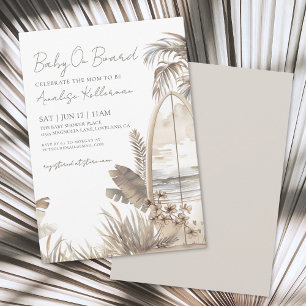 Watercolor Baby Aboard Beach Baby Shower Kaart