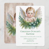 Watercolor Baby Angel Feather Wings Baptism  Kaart (Voorkant / Achterkant)