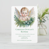 Watercolor Baby Angel Feather Wings Baptism  Kaart (Staand voorkant)
