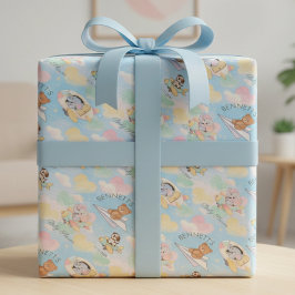 Watercolor Baby Animals Flying Wrapping Paper Cadeaupapier