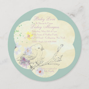 Watercolor Baby Bird PK Kraamfeest Uitnodiging