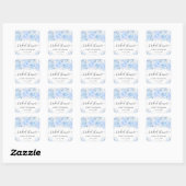 Watercolor Baby Blue Winter Bloemen Bruidsaam Show Vierkante Sticker (Vel)
