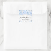 Watercolor Baby Blue Winter Bloemen Bruidsaam Show Vierkante Sticker (Tas)